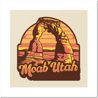 Moab Utah Arches Vintage Sunset Posters and Art